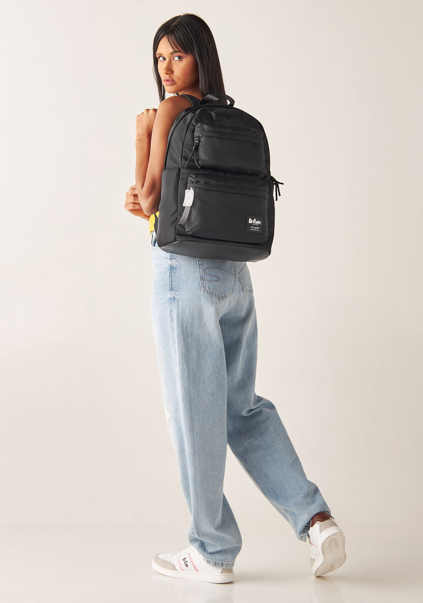 Lee Cooper Solid Backpack with Adjustable Straps-Women%27s Backpacks-image-4