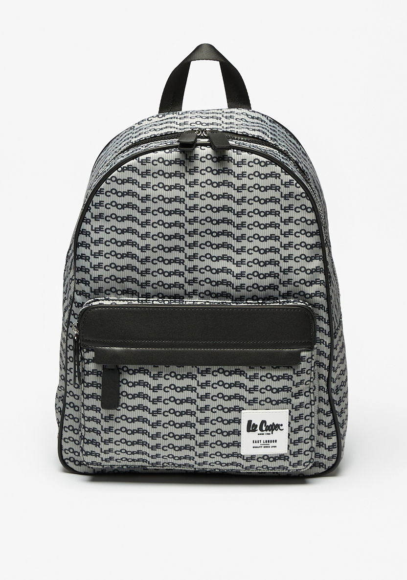 Lee Cooper Monogram Print Backpack with Adjustable Shoulder Straps-Women%27s Backpacks-image-0