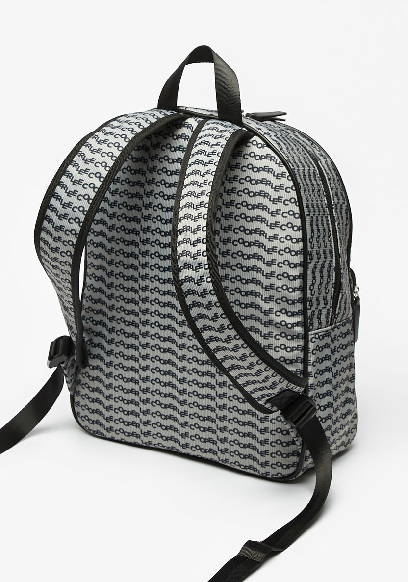 Lee Cooper Monogram Print Backpack with Adjustable Shoulder Straps-Women%27s Backpacks-image-1
