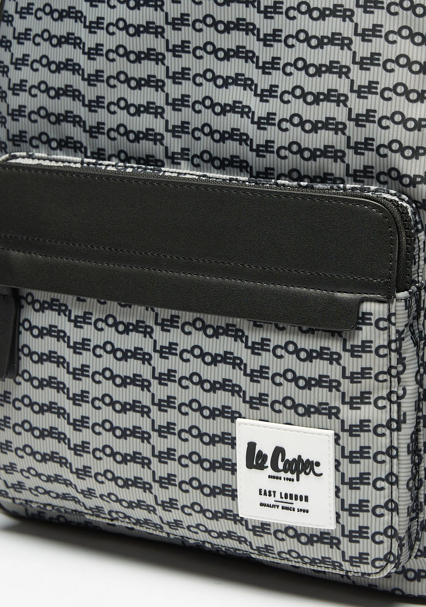 Lee Cooper Monogram Print Backpack with Adjustable Shoulder Straps-Women%27s Backpacks-image-2