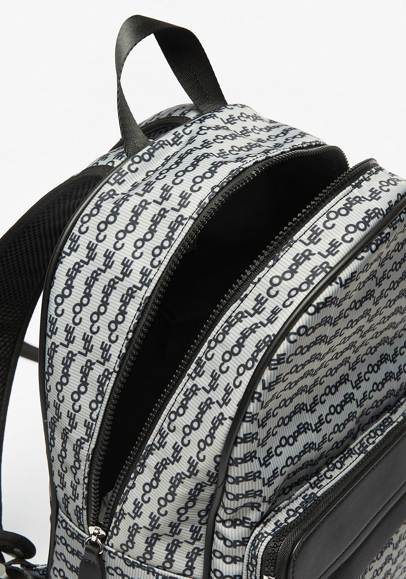 Lee Cooper Monogram Print Backpack with Adjustable Shoulder Straps-Women%27s Backpacks-image-3
