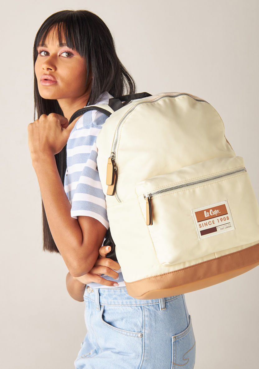 Lee Cooper Logo Print Backpack with Adjustable Straps-Women%27s Backpacks-image-0