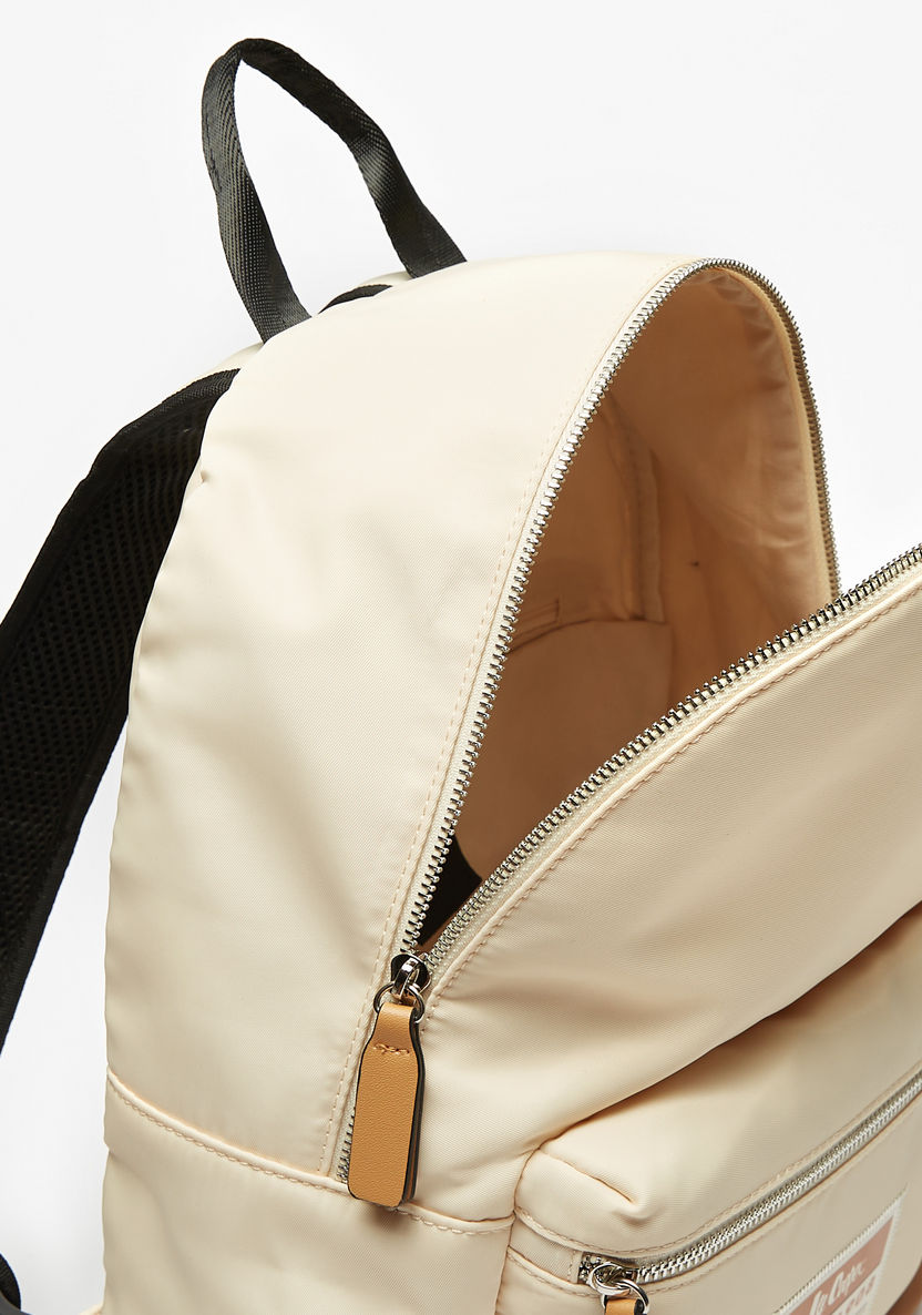 Lee Cooper Logo Print Backpack with Adjustable Straps-Women%27s Backpacks-image-5