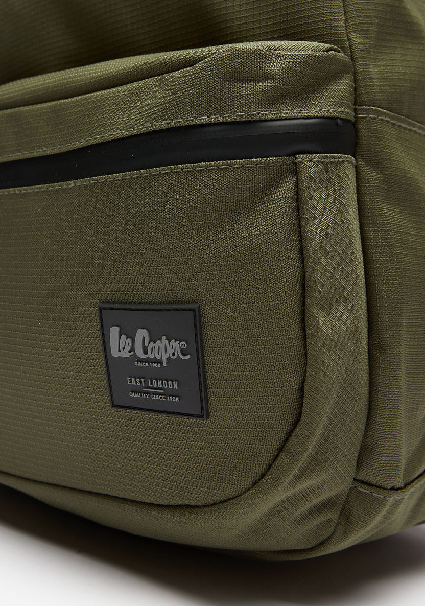 Lee Cooper Textured Backpack with Adjustable Shoulder Straps and Zip Closure-Men%27s Backpacks-image-2