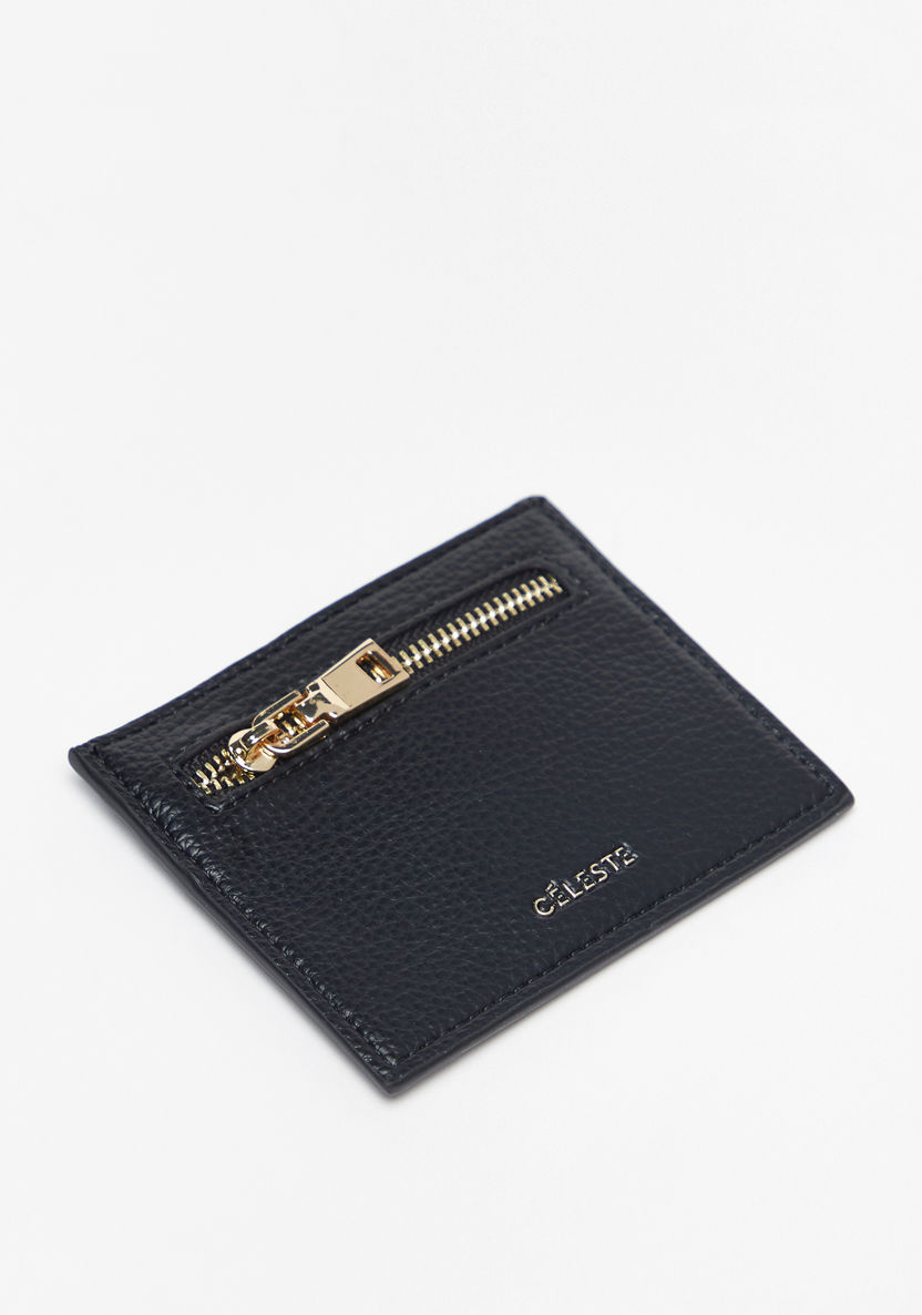 Celeste Textured Cardholder with Zip Pocket-Wallets & Clutches-image-2