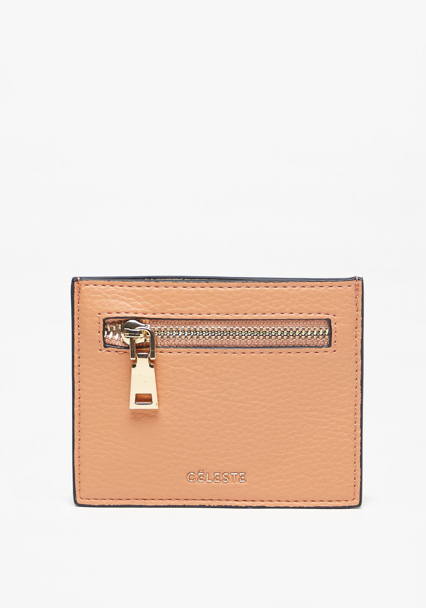 Celeste Textured Cardholder with Zip Pocket-Wallets & Clutches-image-1