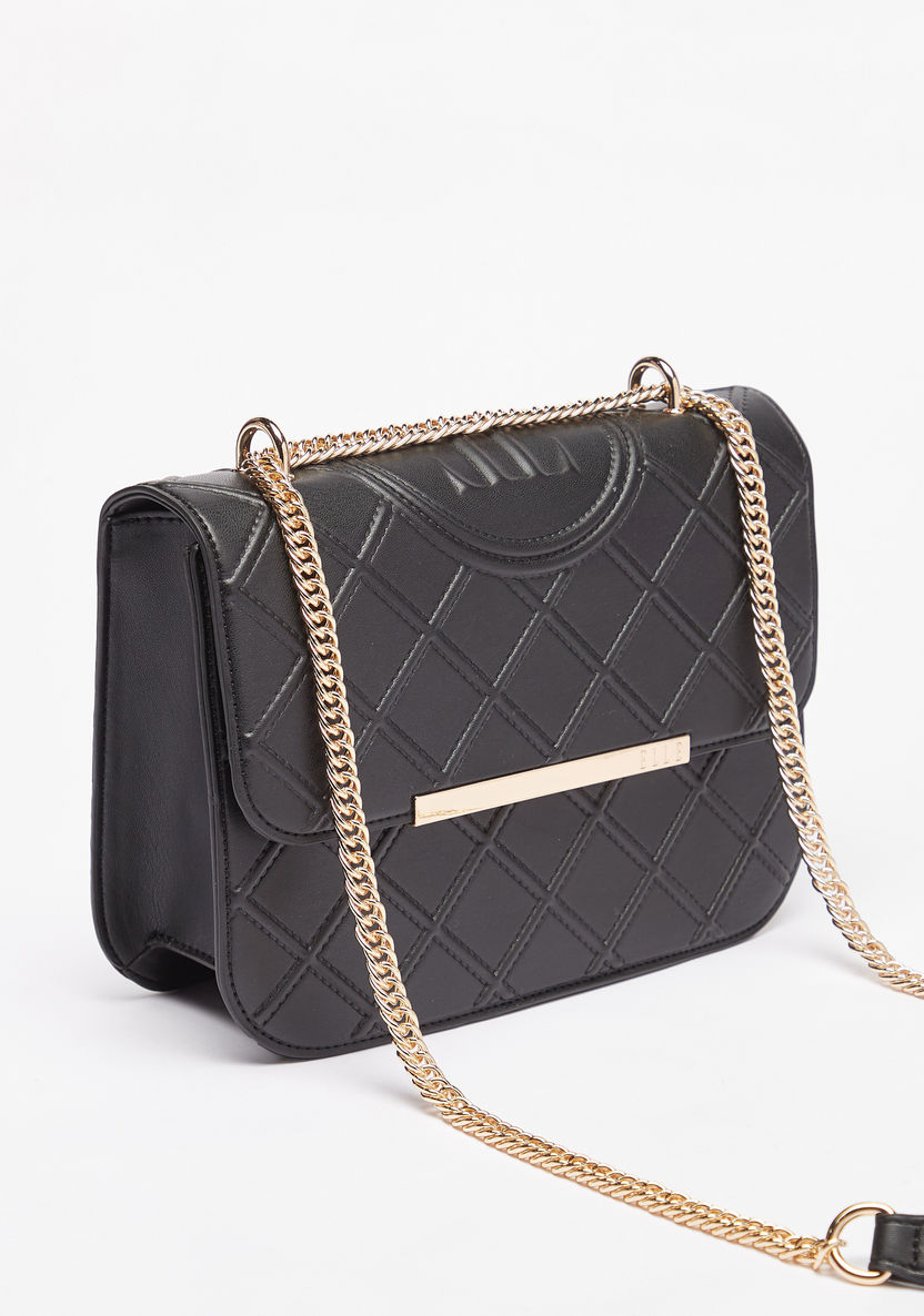 Elle Textured Crossbody Bag with Flap Closure-Women%27s Handbags-image-2