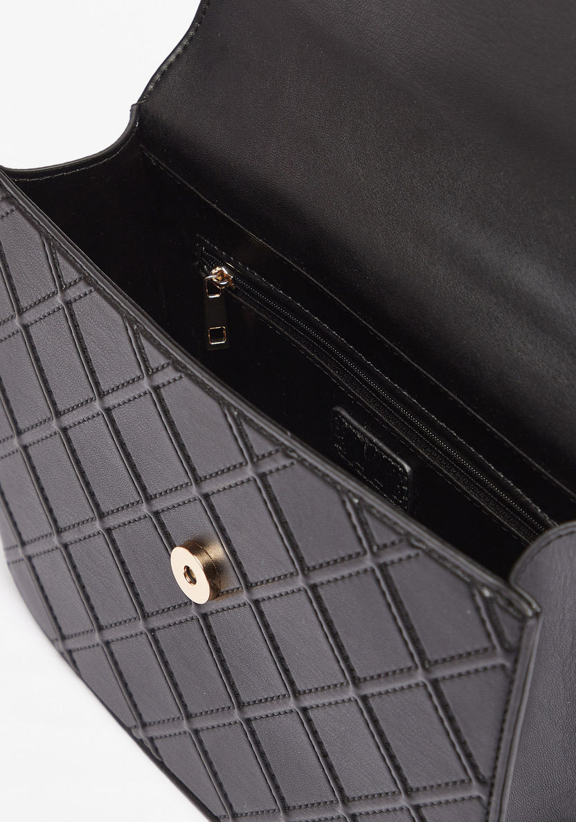 Elle Textured Crossbody Bag with Flap Closure-Women%27s Handbags-image-4