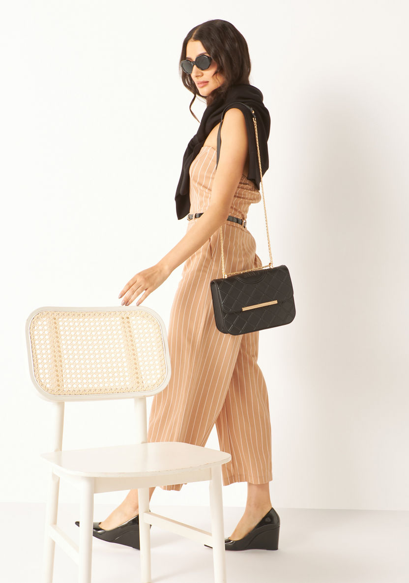 Elle Textured Crossbody Bag with Flap Closure-Women%27s Handbags-image-5