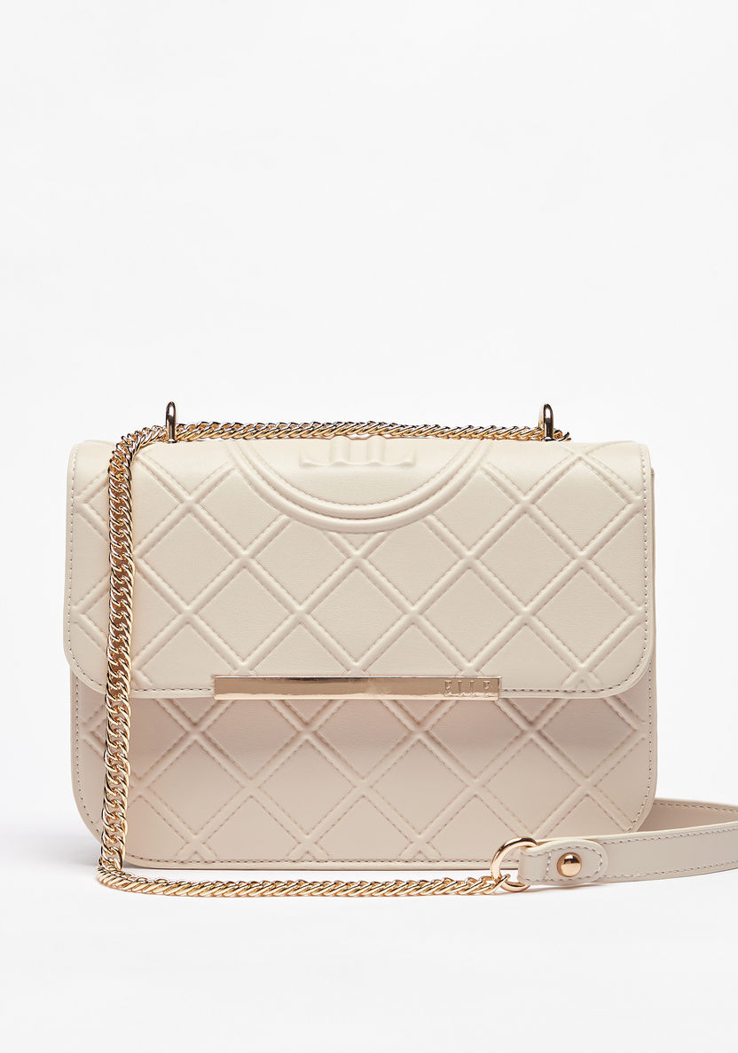 Elle Textured Crossbody Bag with Flap Closure-Women%27s Handbags-image-0