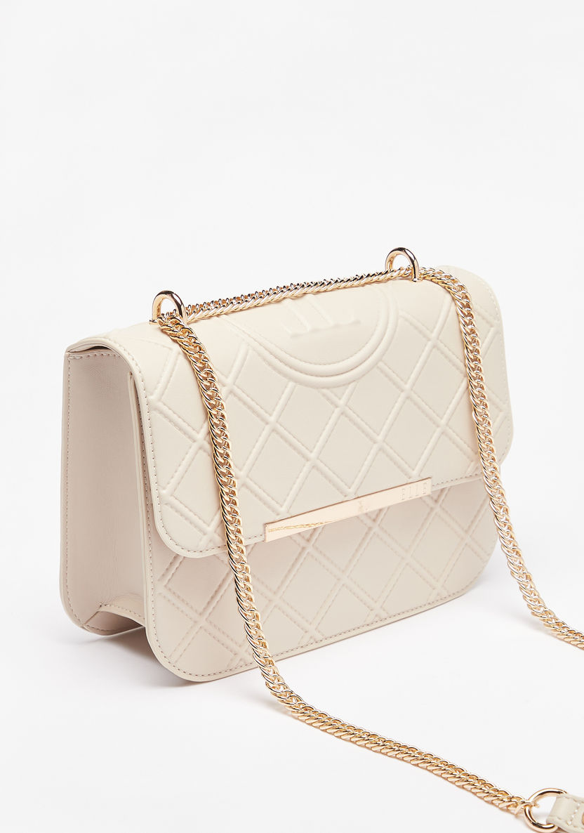 Elle Textured Crossbody Bag with Flap Closure-Women%27s Handbags-image-2