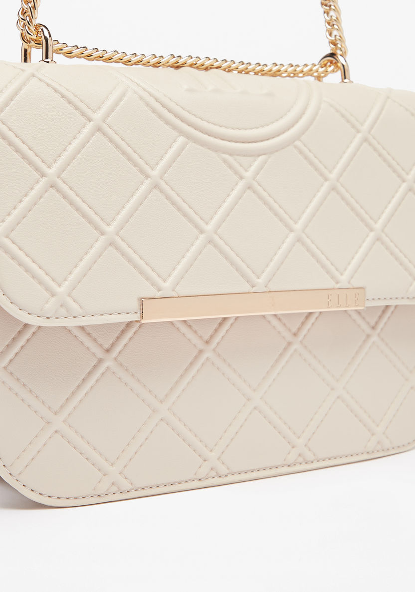 Elle Textured Crossbody Bag with Flap Closure-Women%27s Handbags-image-3