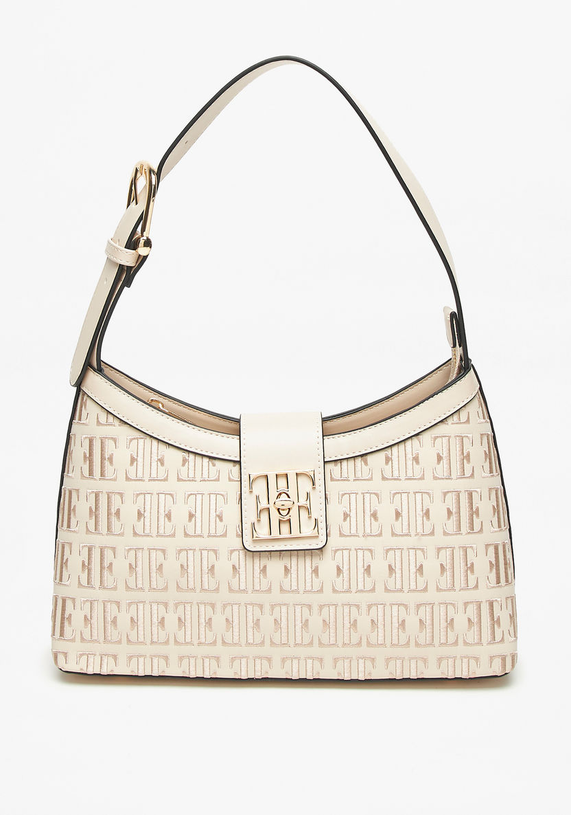 Elle Monogram Embroidered Shoulder Bag-Women%27s Handbags-image-0