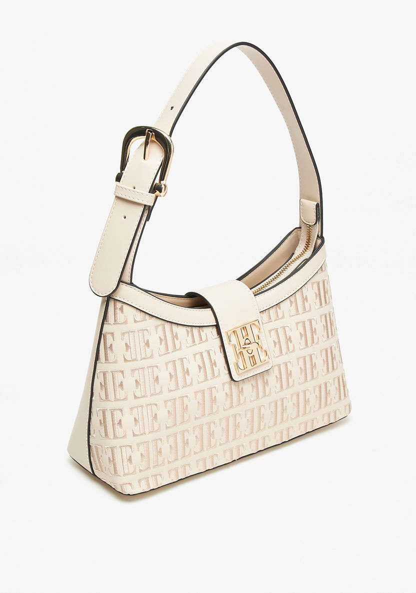 Elle Monogram Embroidered Shoulder Bag-Women%27s Handbags-image-2