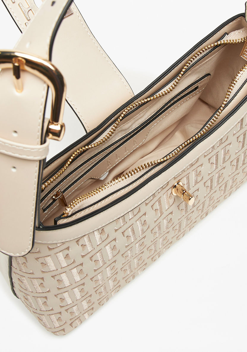 Elle Monogram Embroidered Shoulder Bag-Women%27s Handbags-image-4