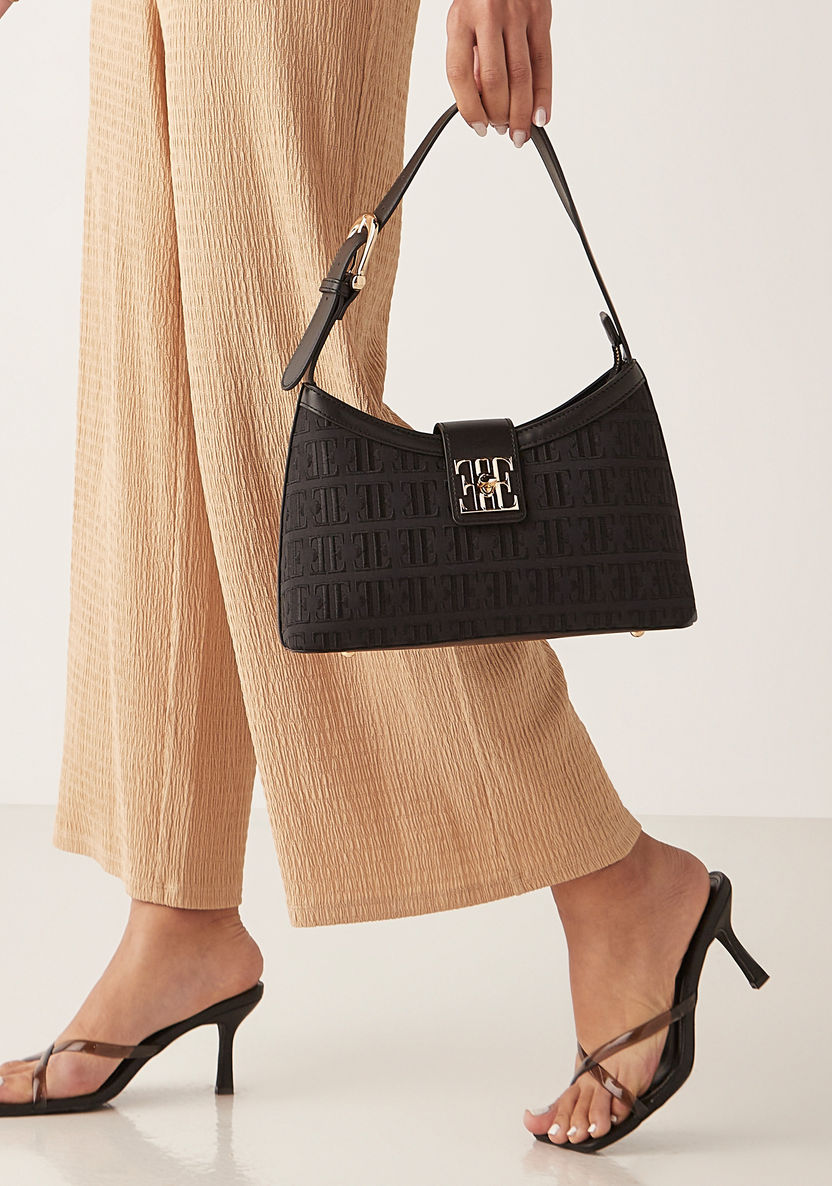 Elle Monogram Embroidered Shoulder Bag-Women%27s Handbags-image-0