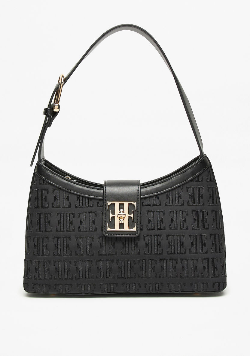 Elle Monogram Embroidered Shoulder Bag-Women%27s Handbags-image-1
