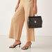 Elle Textured Satchel Bag with Metallic Handle and Detachable Strap-Women%27s Handbags-thumbnail-1
