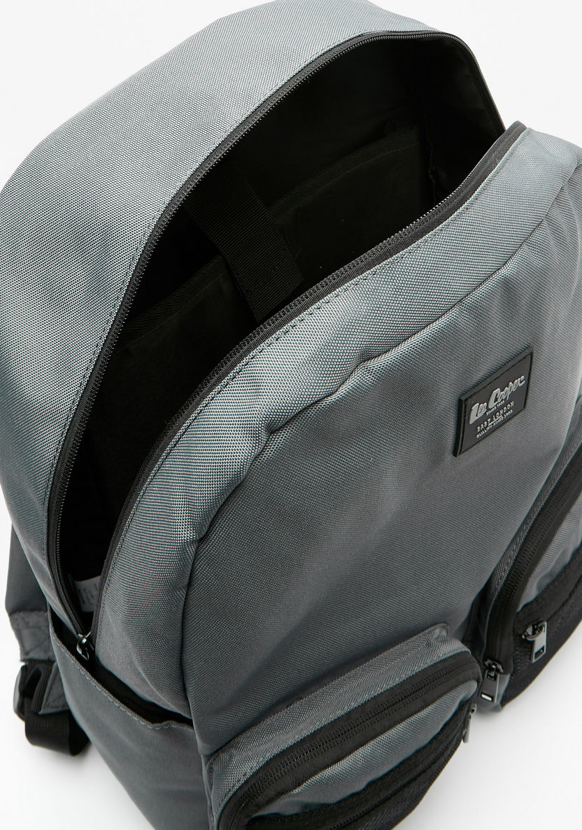 Lee Cooper Solid Backpack with Adjustable Straps and Zip Closure-Men%27s Backpacks-image-3