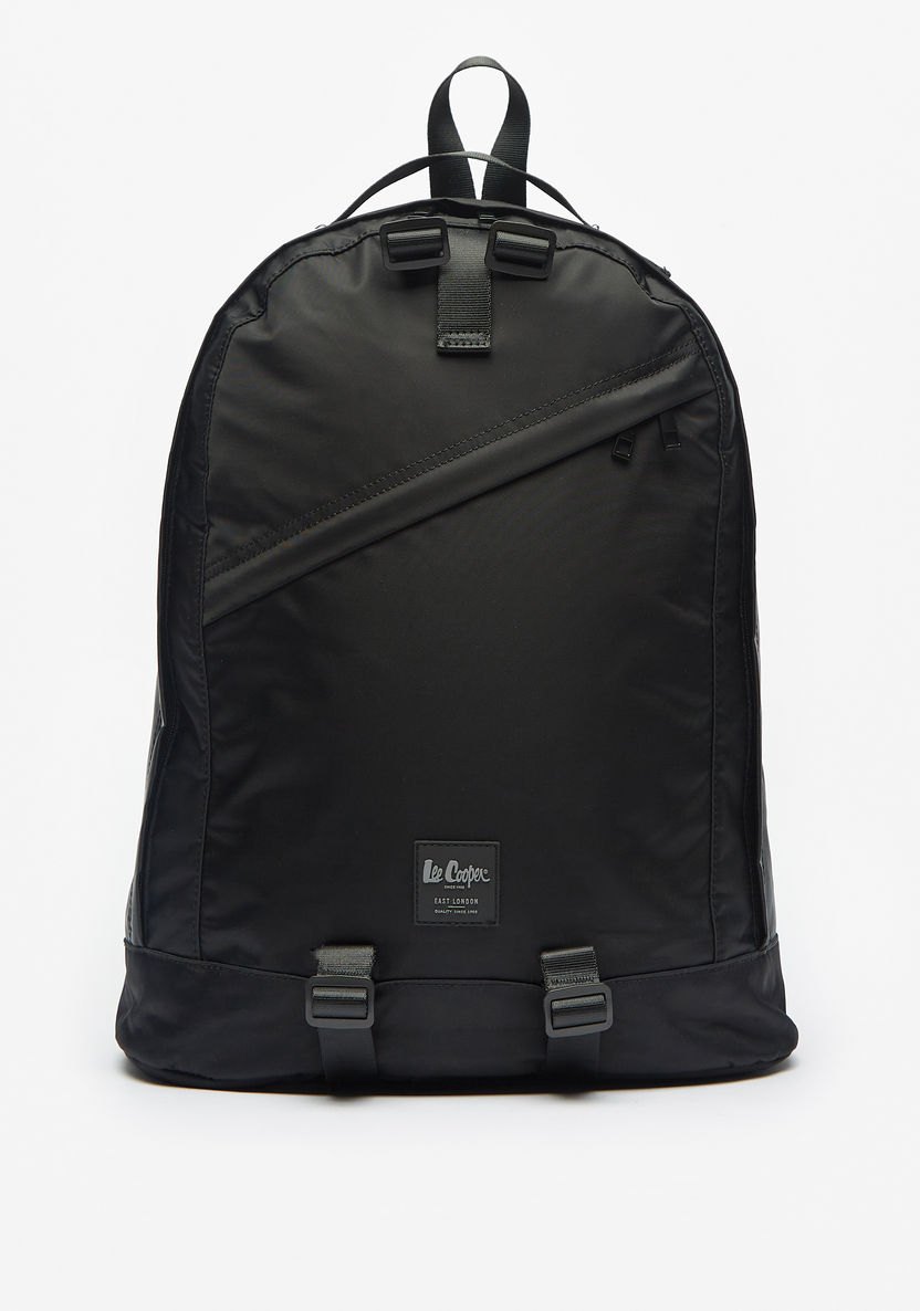 Lee Cooper Solid Backpack with Adjustable Straps and Zip Closure-Men%27s Backpacks-image-0