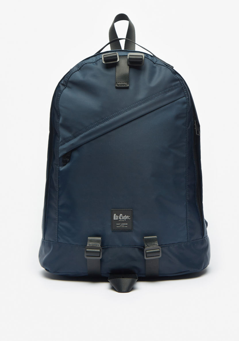 Lee Cooper Solid Backpack with Adjustable Straps and Zip Closure-Men%27s Backpacks-image-0