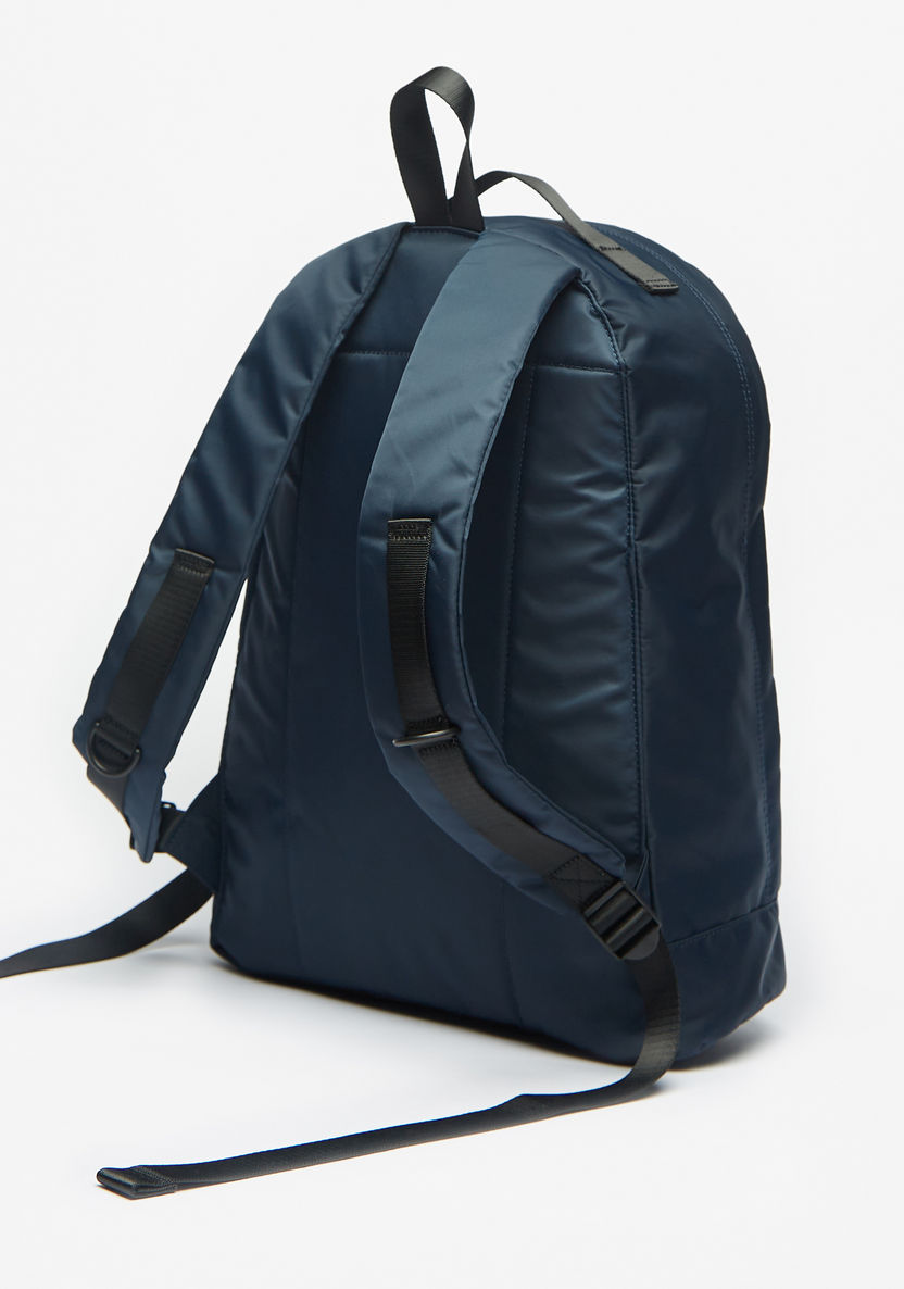 Lee Cooper Solid Backpack with Adjustable Straps and Zip Closure-Men%27s Backpacks-image-1