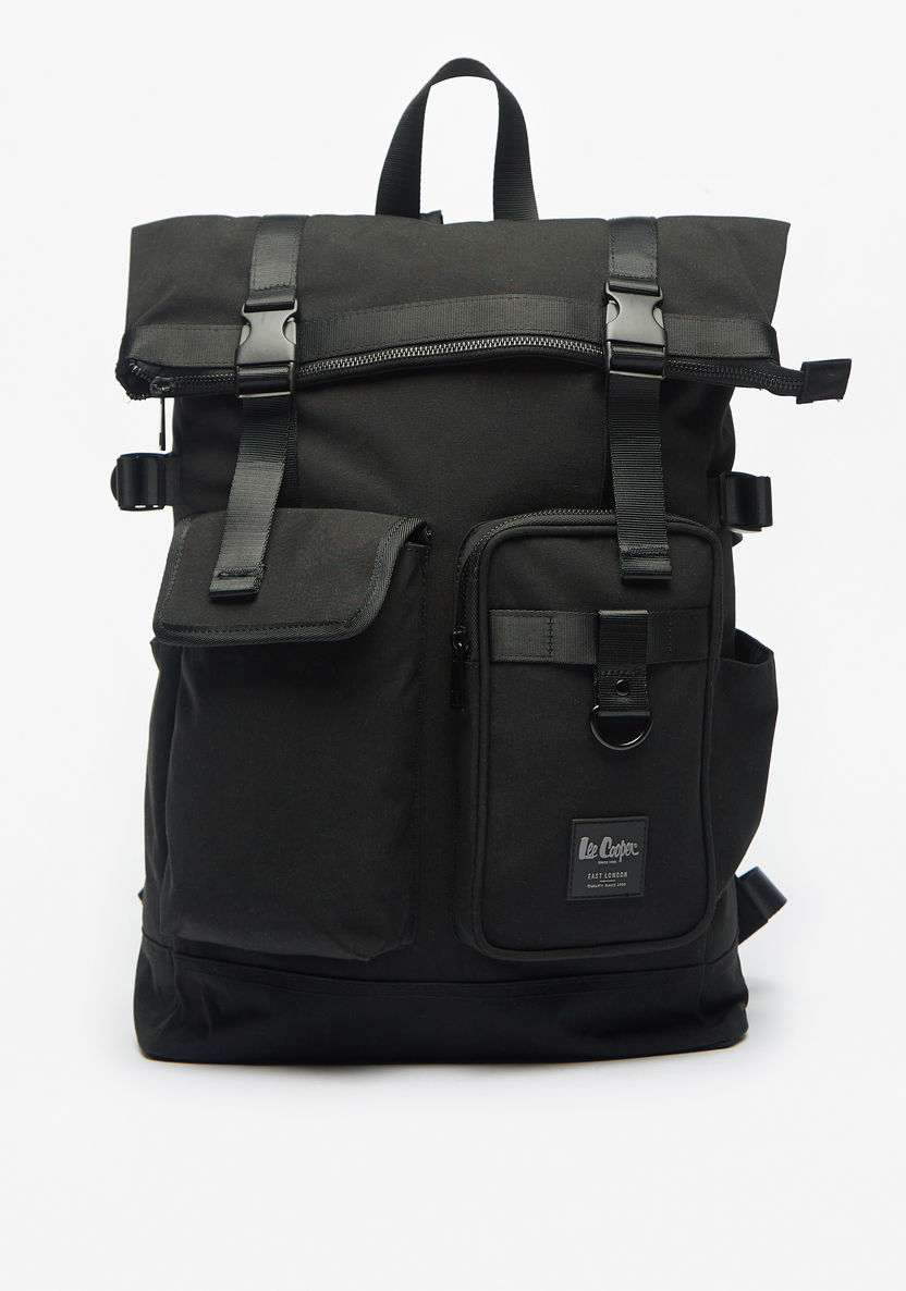 Lee Cooper Solid Backpack with Adjustable Straps and Buckle Closure-Men%27s Backpacks-image-0