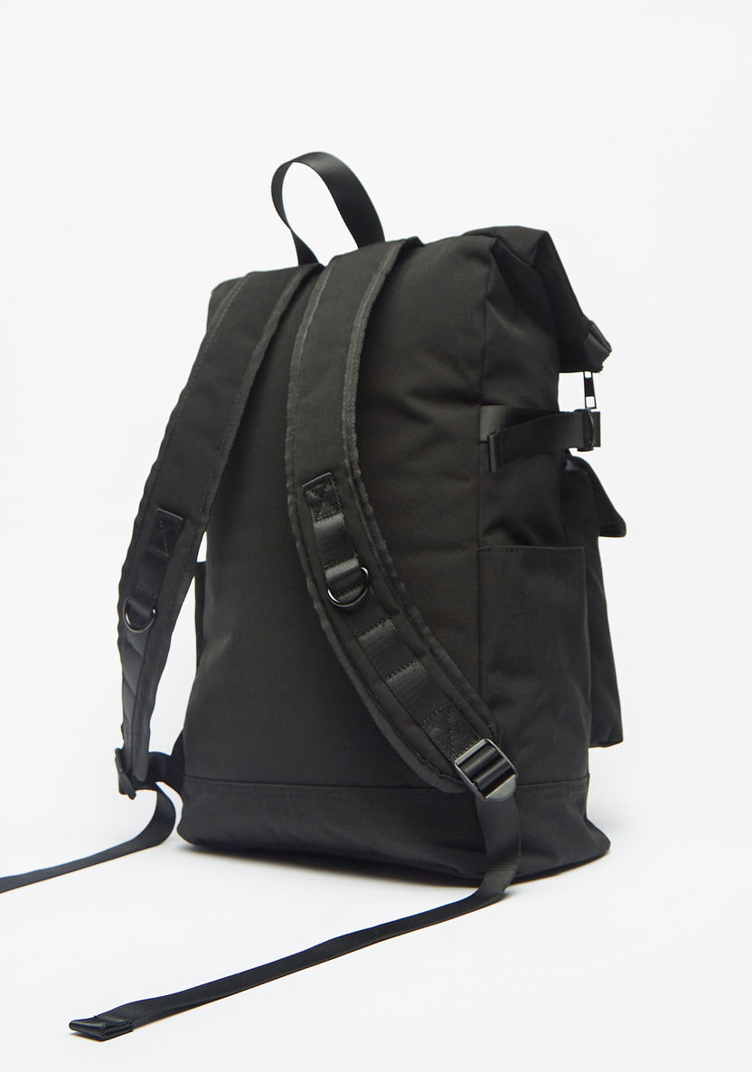 Lee Cooper Solid Backpack with Adjustable Straps and Buckle Closure-Men%27s Backpacks-image-1