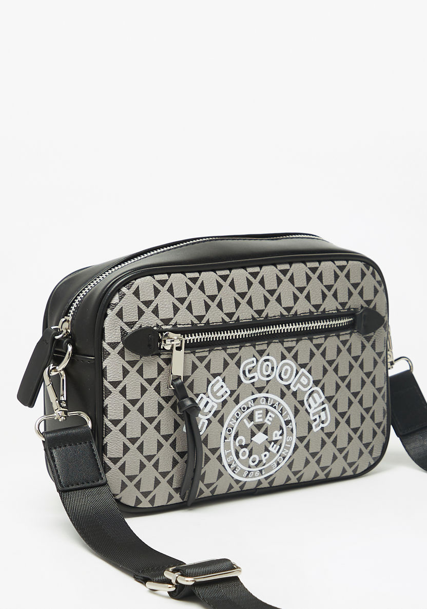 Lee Cooper Printed Crossbody Bag with Detachable Strap and Zip Closure-Women%27s Handbags-image-1