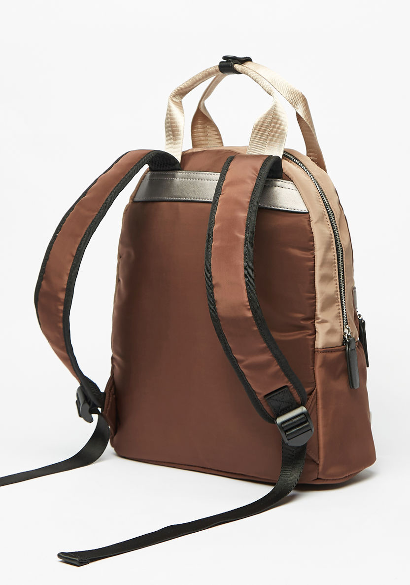 Lee Cooper Colourblock Backpack with Adjustable Shoulder Straps and Double Handles-Women%27s Backpacks-image-1