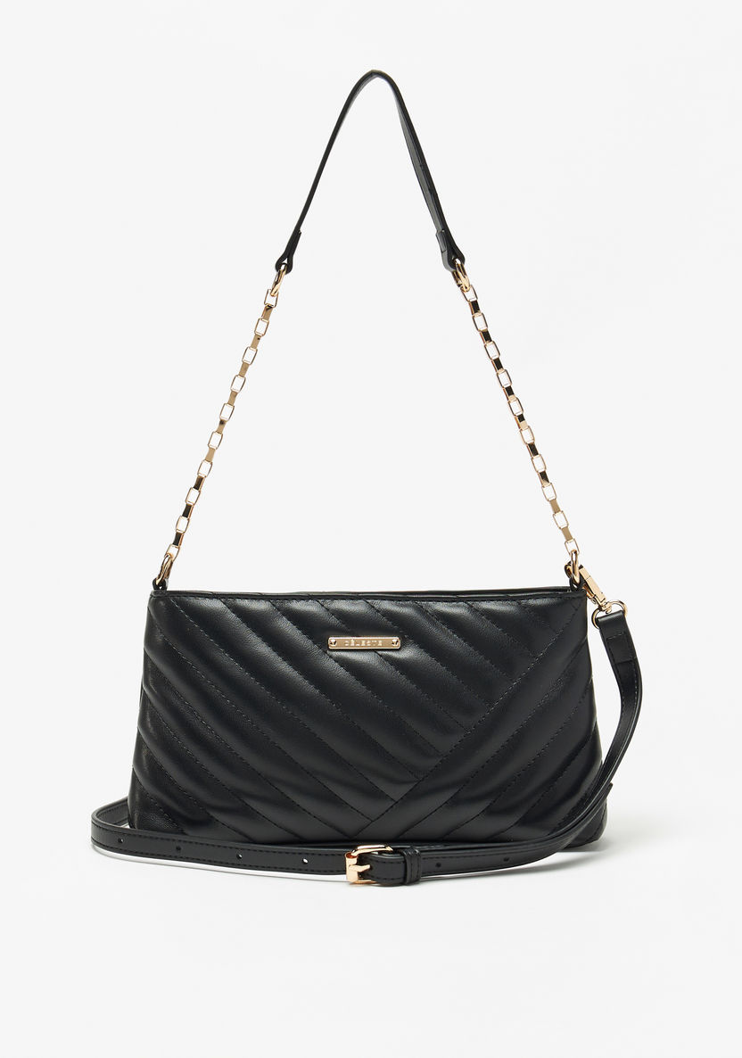 Celeste Quilted Crossbody Bag with Metallic Strap and Zip Closure-Women%27s Handbags-image-0
