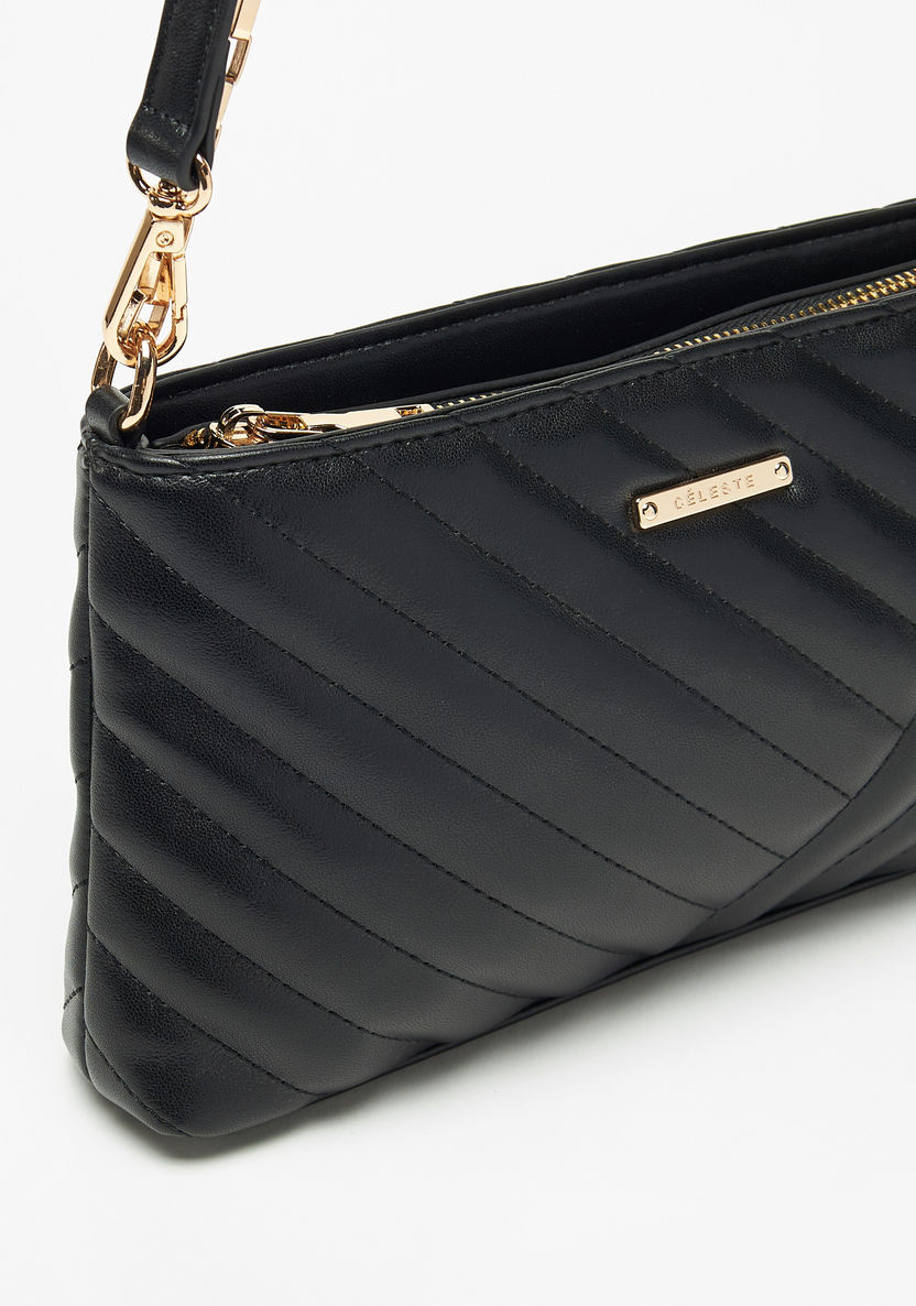 Celeste Quilted Crossbody Bag with Metallic Strap and Zip Closure-Women%27s Handbags-image-2