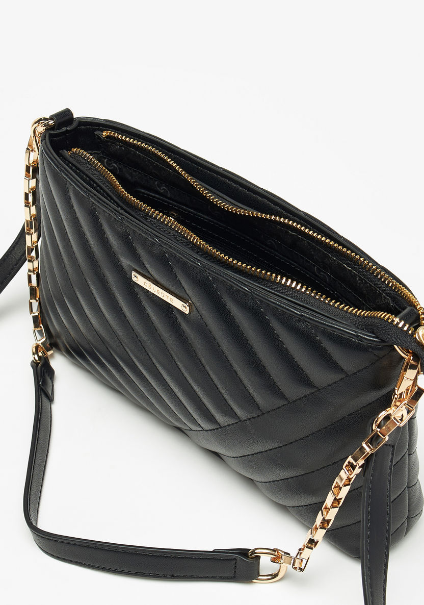 Celeste Quilted Crossbody Bag with Metallic Strap and Zip Closure-Women%27s Handbags-image-3