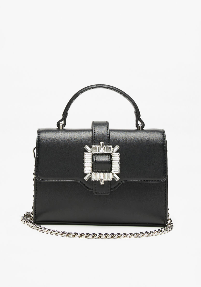 Celeste Embellished Buckle Accented Satchel Bag-Women%27s Handbags-image-0