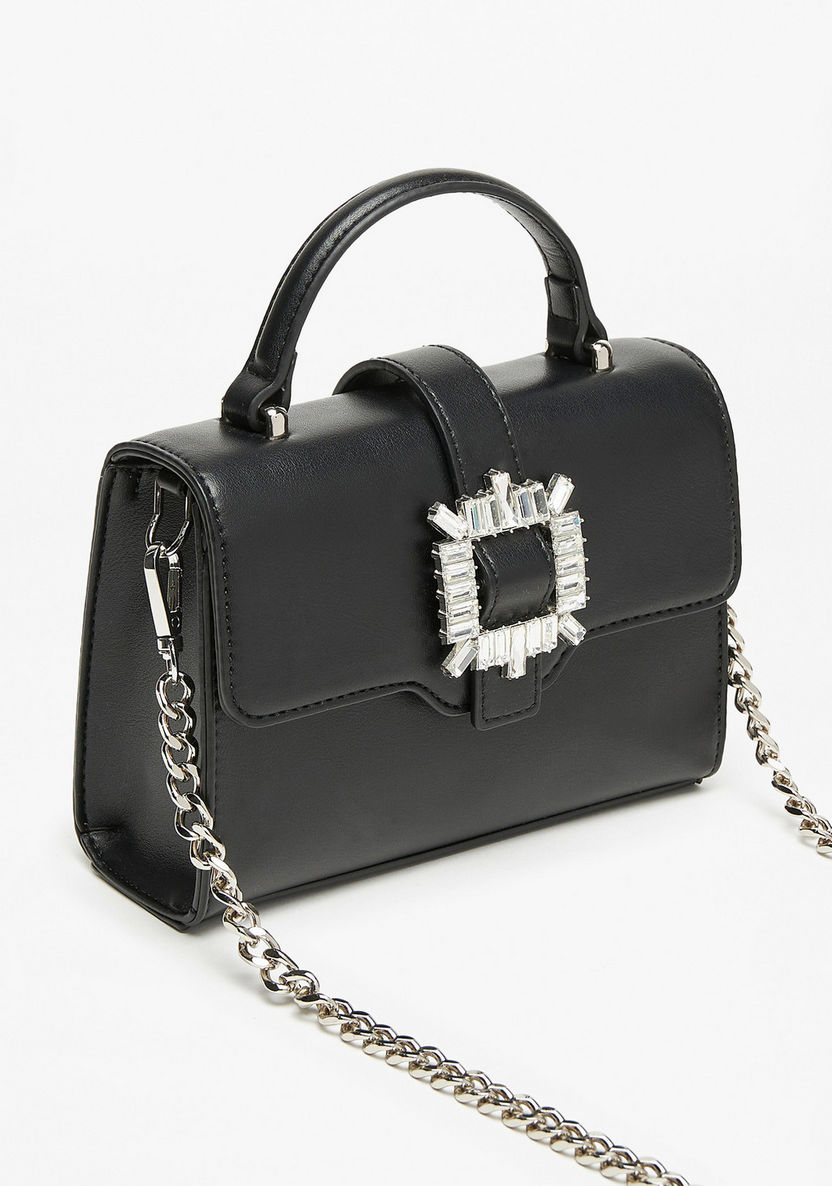 Celeste Embellished Buckle Accented Satchel Bag-Women%27s Handbags-image-2