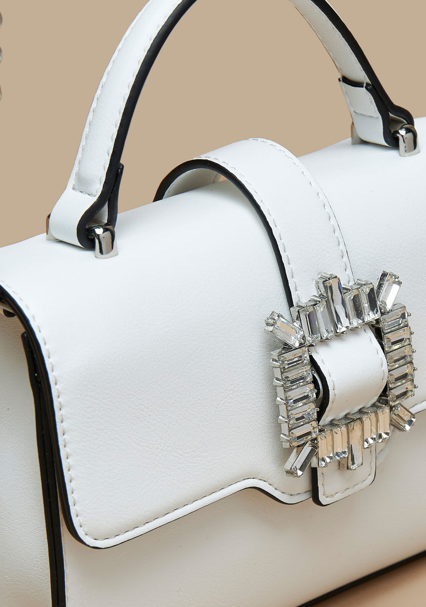 Celeste Embellished Buckle Accented Satchel Bag-Women%27s Handbags-image-3