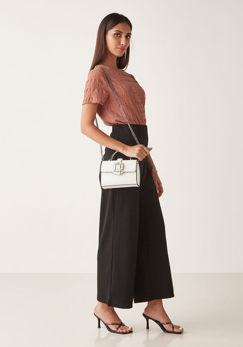 Celeste Embellished Buckle Accented Satchel Bag-Women%27s Handbags-image-5