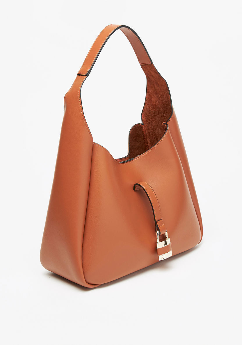 Celeste Solid Hobo Bag with Lock Accent-Women%27s Handbags-image-2