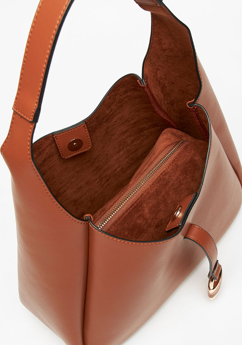 Celeste Solid Hobo Bag with Lock Accent-Women%27s Handbags-image-6