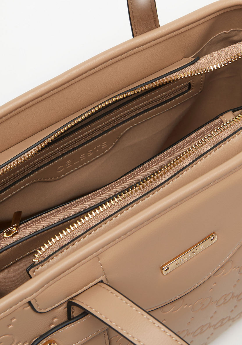 Celeste Monogram Embossed Tote Bag-Women%27s Handbags-image-4