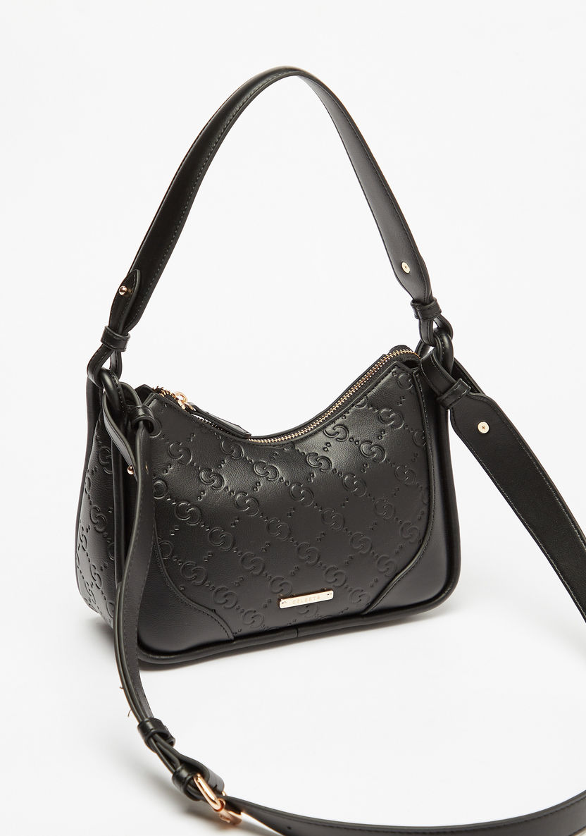 Celeste Embossed Shoulder Bag with Zip Closure-Women%27s Handbags-image-1