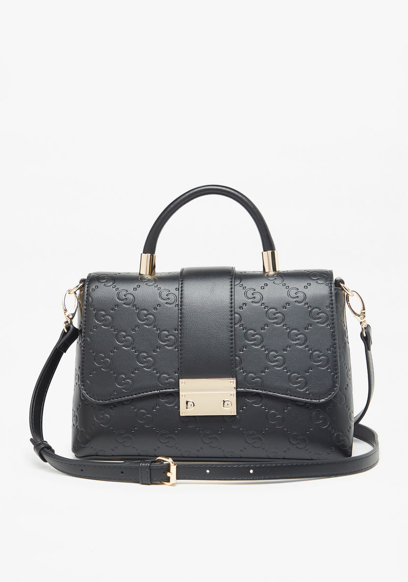Celeste Monogram Embossed Satchel Bag with Detachable Strap-Women%27s Handbags-image-0