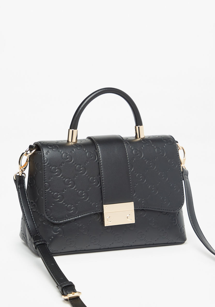 Celeste Monogram Embossed Satchel Bag with Detachable Strap-Women%27s Handbags-image-1