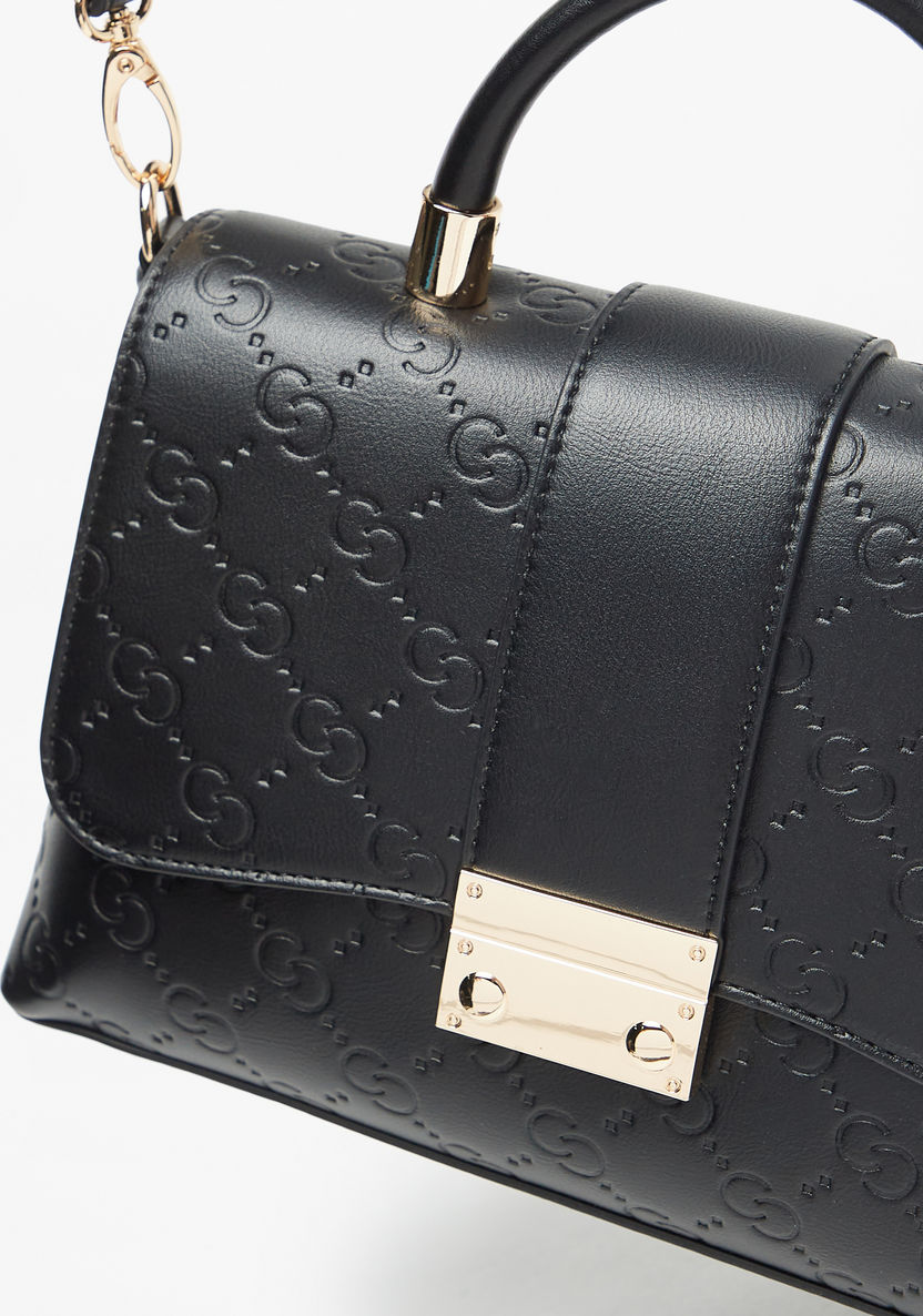 Celeste Monogram Embossed Satchel Bag with Detachable Strap-Women%27s Handbags-image-2