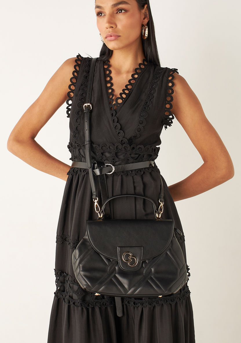 Celeste Quilted Satchel Bag with Detachable Strap-Women%27s Handbags-image-1