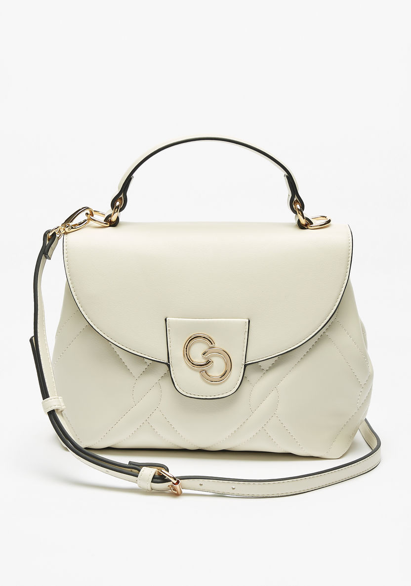 Celeste Quilted Satchel Bag with Detachable Strap-Women%27s Handbags-image-1