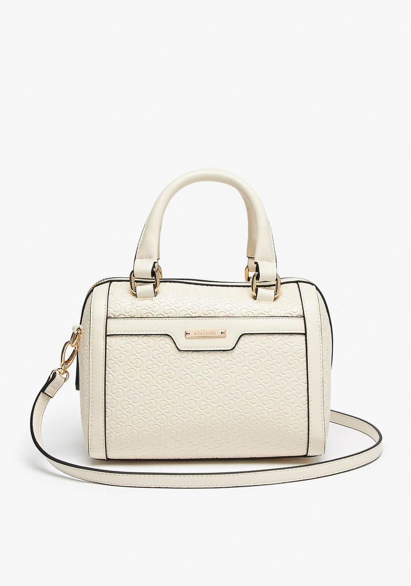 Celeste Monogram Embossed Bowler Bag with Double Handles-Women%27s Handbags-image-0