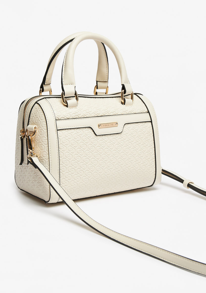 Celeste Monogram Embossed Bowler Bag with Double Handles-Women%27s Handbags-image-2