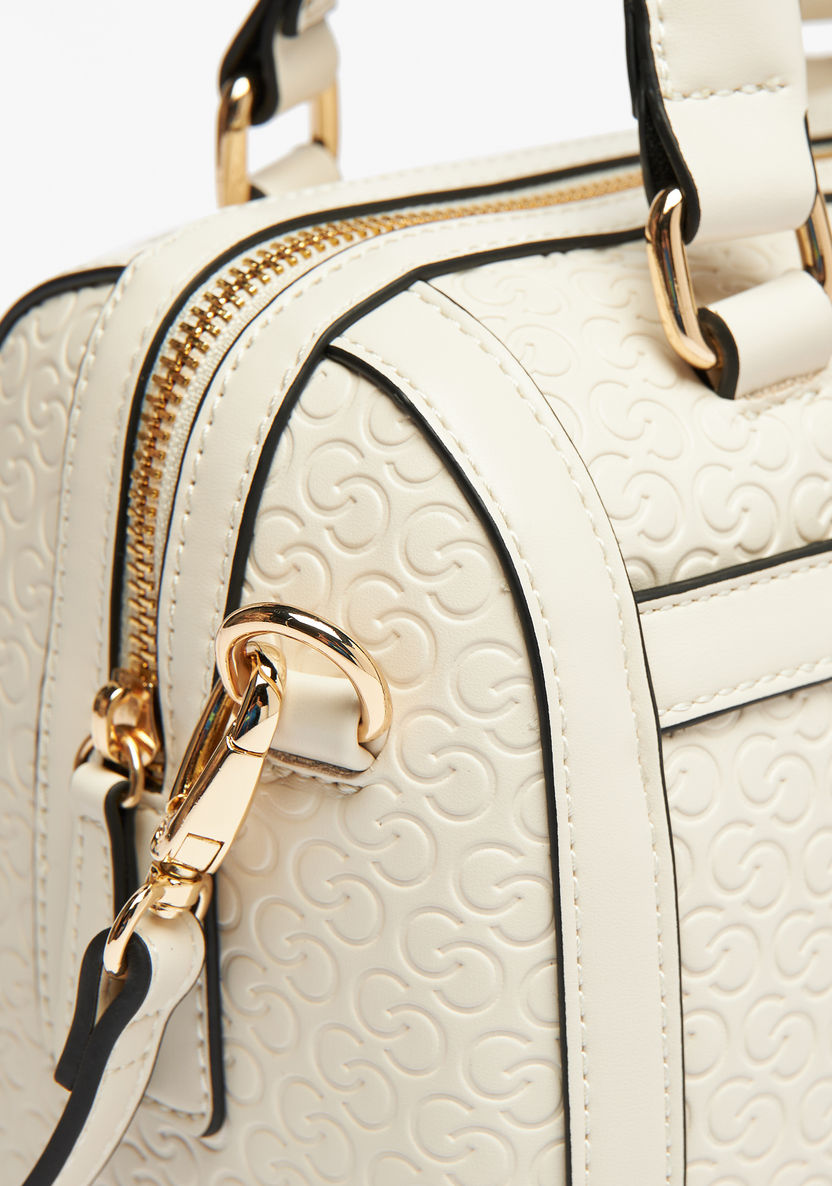 Celeste Monogram Embossed Bowler Bag with Double Handles-Women%27s Handbags-image-3