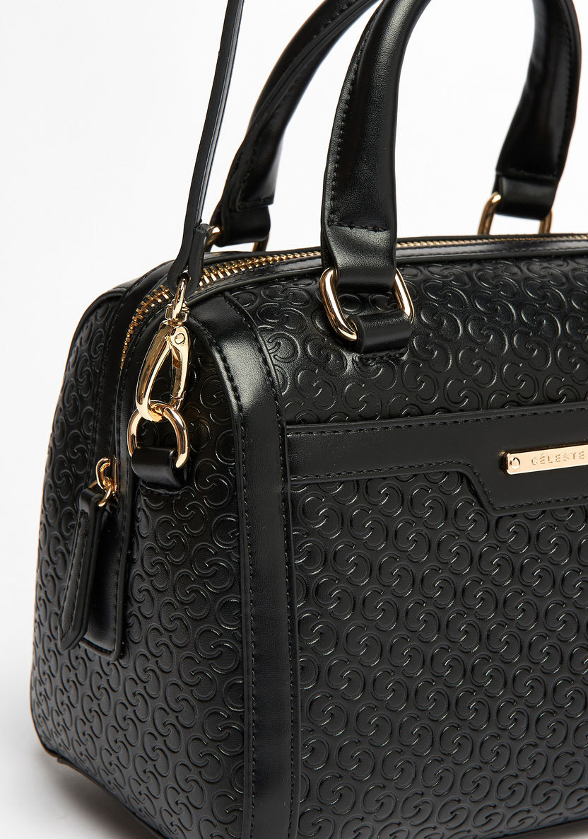 Celeste Monogram Embossed Bowler Bag with Double Handles-Women%27s Handbags-image-3